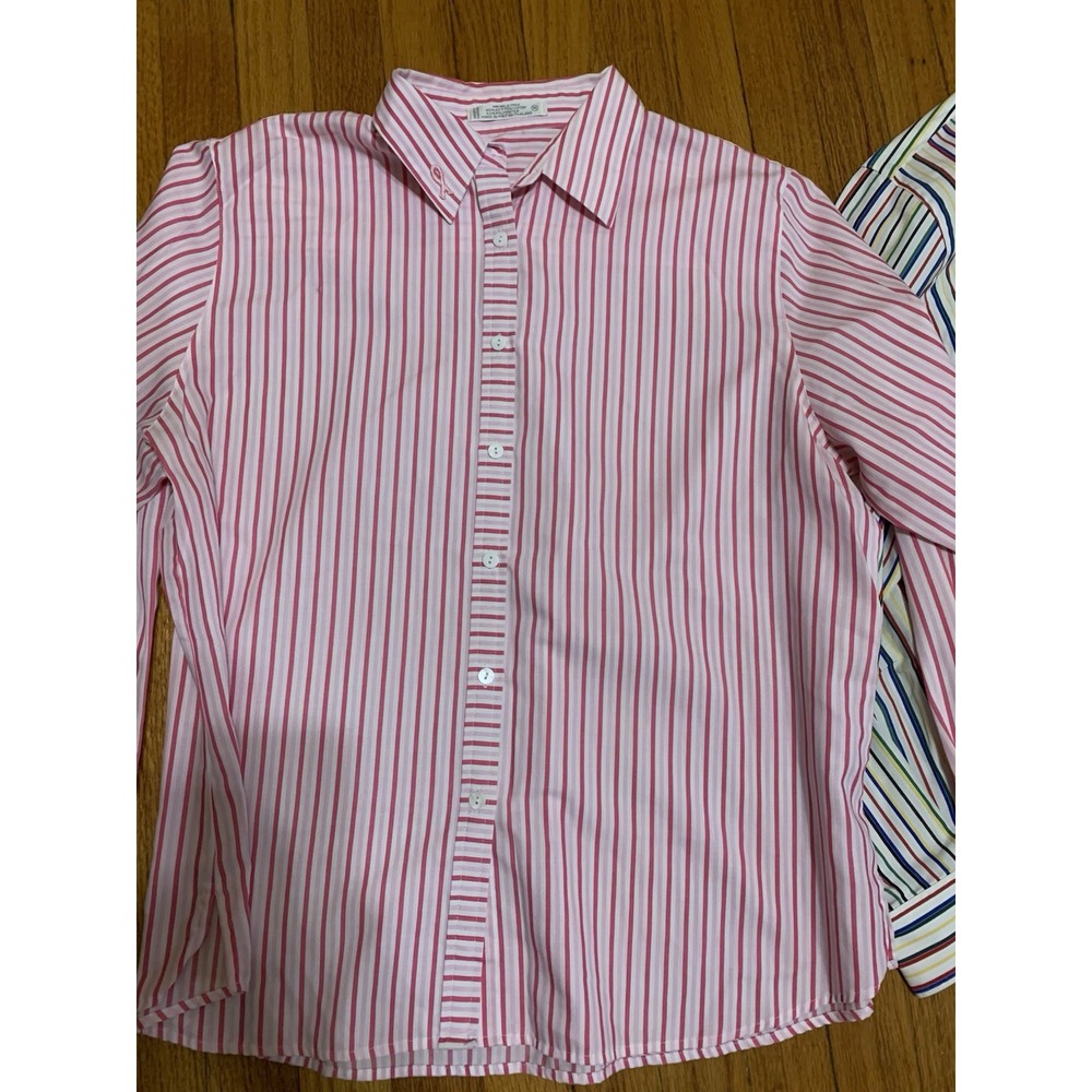 Foxcroft Women's Button Up Shirt Long Sleeve Wrinkle Free Classic Fit 16 Stripe - Picture 3 of 11